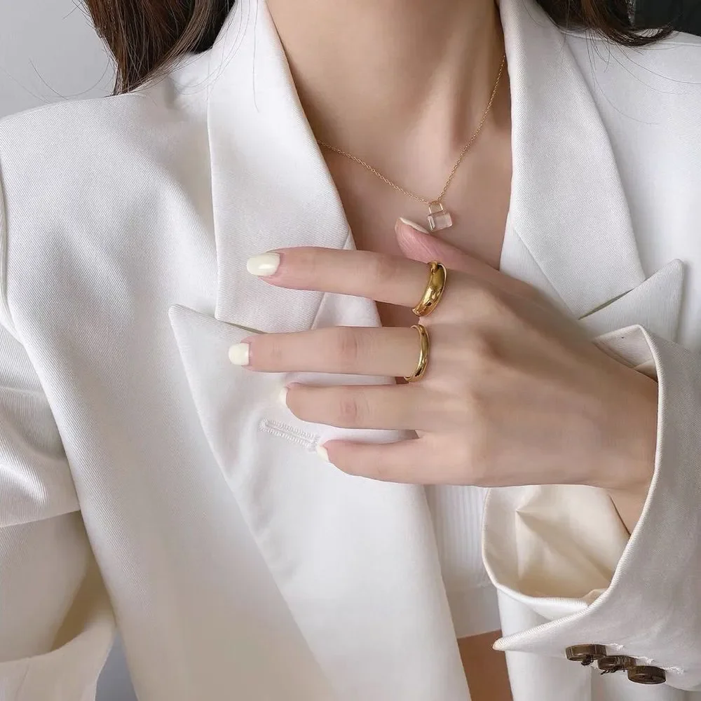 18K Thick Gold Plated Minimalistic Narrow Dome Ring